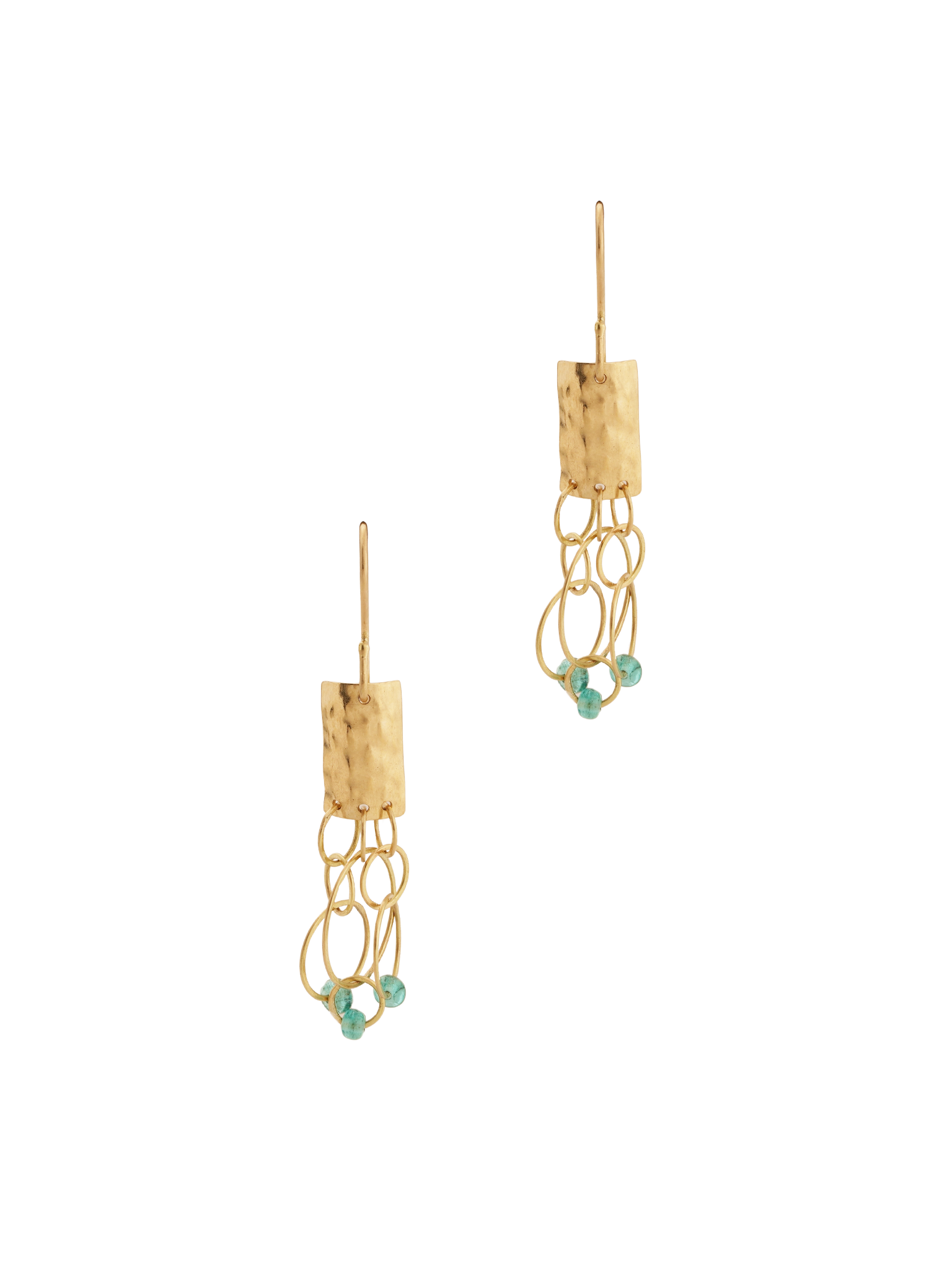 Tribal earrings with emeralds